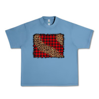 Pebble Blue leopard buffalo plaid background Urban Heavy Tee - CowCowDesign