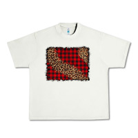 Pistachio leopard buffalo plaid background Urban Heavy Tee - CowCowDesign