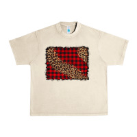 Leopard Buffalo Plaid Background Urban Heavy Tee | Teevron