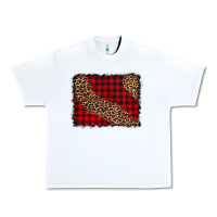 White leopard buffalo plaid background Urban Heavy Tee - CowCowDesign