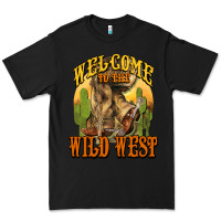 Black Welcome to the wild west Cowboy boots Premium Tee - HowdyJamesFarm