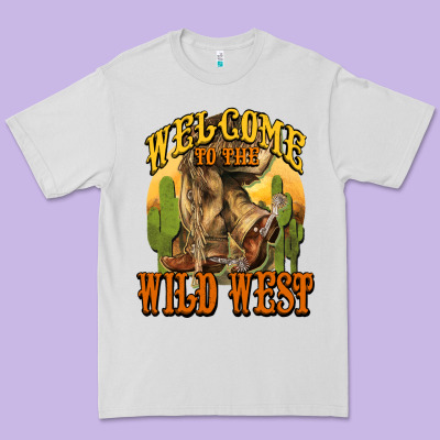 Welcome To The Wild West Cowboy Boots Premium Tee Designed By Howdyjamesfarm