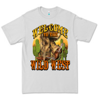 Dove Grey Welcome to the wild west Cowboy boots Premium Tee - HowdyJamesFarm