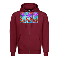Burgundy crab and starfish  cup Zipper Hoodie - BarkalooDesign