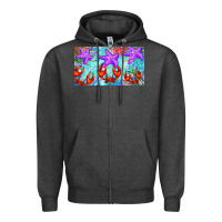 Charcoal Heather crab and starfish  cup Zipper Hoodie - BarkalooDesign