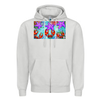 Dove Grey crab and starfish  cup Zipper Hoodie - BarkalooDesign