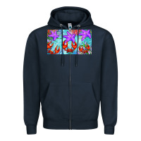 Navy crab and starfish  cup Zipper Hoodie - BarkalooDesign
