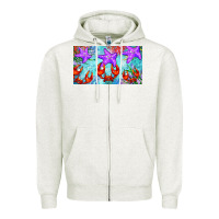 Oatmeal Heather crab and starfish  cup Zipper Hoodie - BarkalooDesign