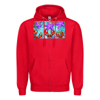 Red crab and starfish  cup Zipper Hoodie - BarkalooDesign