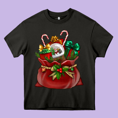 Chrismas Santa Claus Bag Heavy Core Tee Designed By Nancycooperartshop