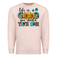 Pale Pink life is good you should get one Premium Sweatshirt - AdoDesignShop