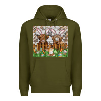Army Green easter cow Premium Hoodie - CowhideDigitalArt