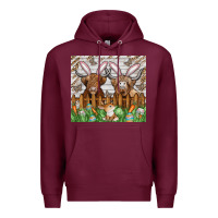 Burgundy easter cow Premium Hoodie - CowhideDigitalArt