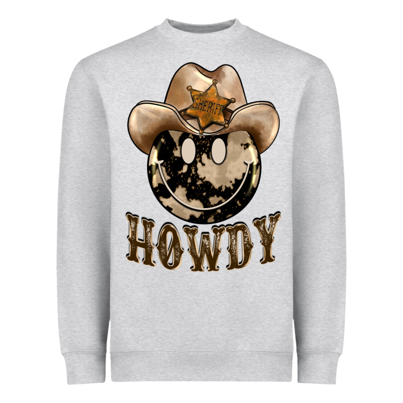 Howdy Smiley Face Heavyweight Sweatshirt by BarkalooDesign | Teevron
