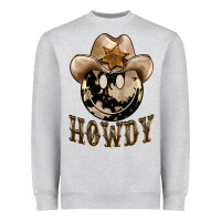 Heather Grey howdy smiley face Heavyweight Sweatshirt - BarkalooDesign