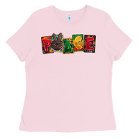 Bubblegum Pink peace juneteenth Ladies Tee - CowGirlArtShop