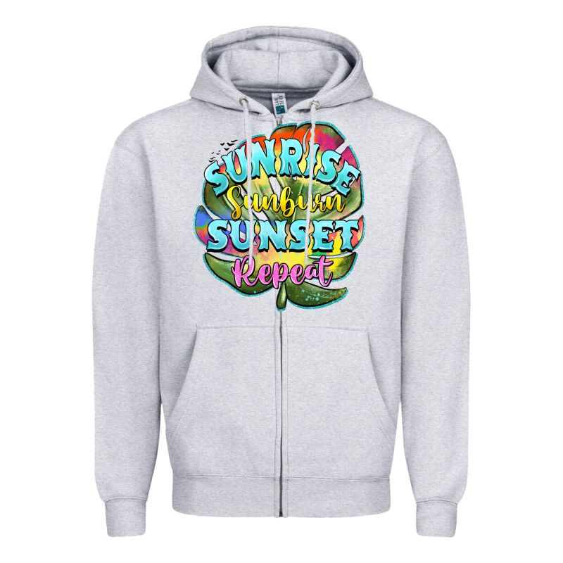 Sunrise Sunburn Sunset Repeat Zipper Hoodie by BarkalooDesign | Teevron
