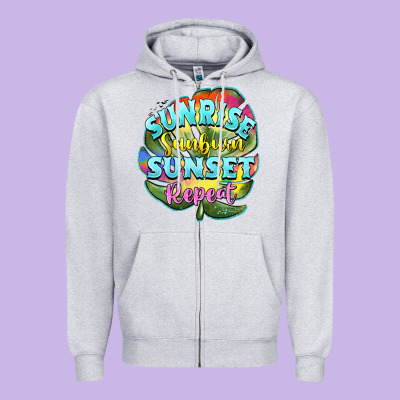 Sunrise Sunburn Sunset Repeat Zipper Hoodie Designed By Barkaloodesign