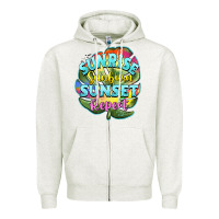 Oatmeal Heather sunrise sunburn sunset repeat Zipper Hoodie - BarkalooDesign
