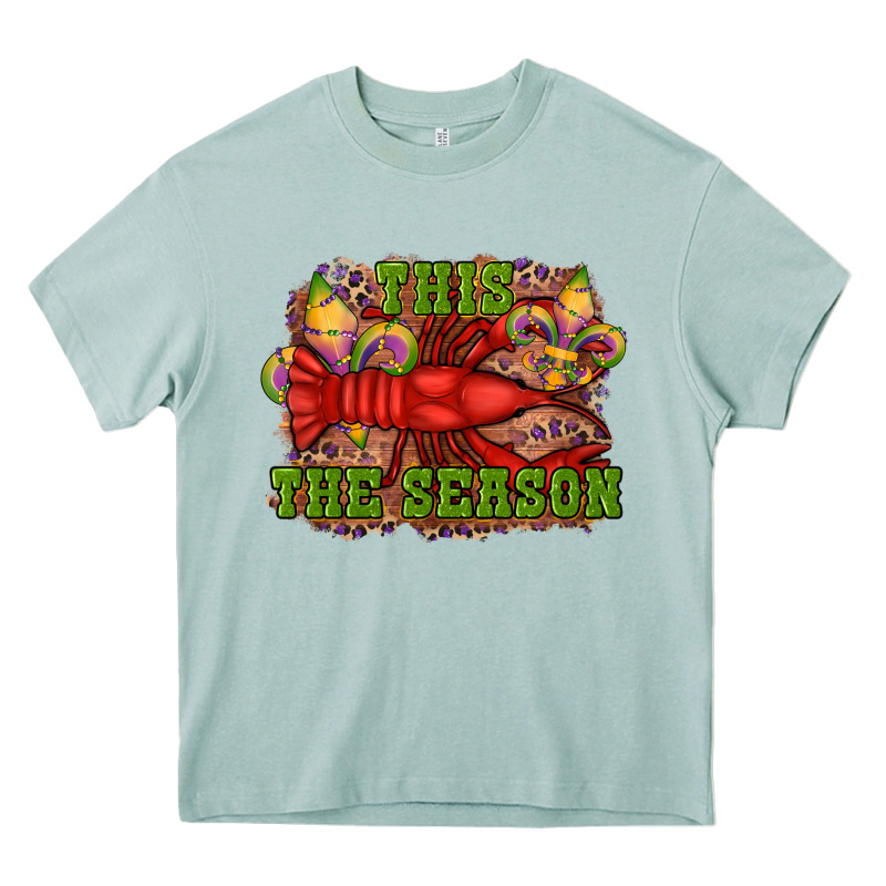 Mardi Gras This The Season Crawfish Fleur De Lis Heavy Core Tee by RanaPortraitStore | Teevron