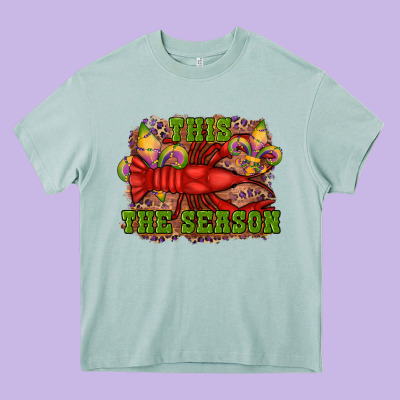 Mardi Gras This The Season Crawfish Fleur De Lis Heavy Core Tee Designed By Ranaportraitstore