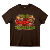 Chocolate Brown mardi gras this the season crawfish fleur de lis Heavy Core Tee - RanaPortraitStore
