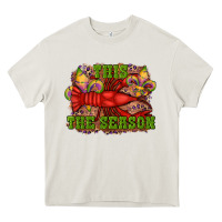 Cream mardi gras this the season crawfish fleur de lis Heavy Core Tee - RanaPortraitStore