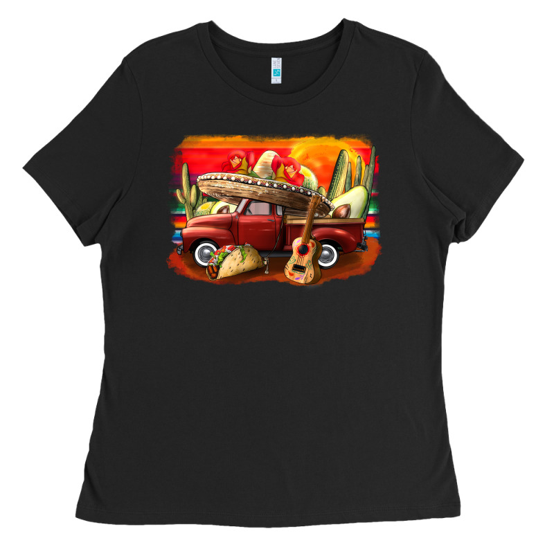 Mexican Cinco De Mayo Truck Ladies Tee by CowGirlArtShop | Teevron