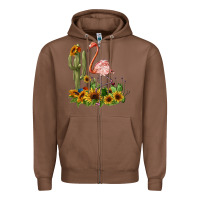 Chestnut flamingo with cactus and sunflowers Zipper Hoodie - BarkalooDesign
