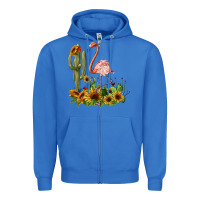 True Royal flamingo with cactus and sunflowers Zipper Hoodie - BarkalooDesign
