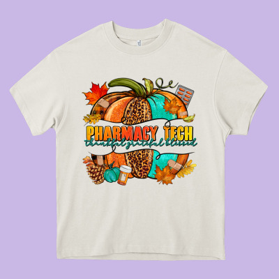 Pharmacy Tech Pumpkin Heavy Core Tee Designed By Nancycooperartshop