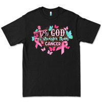 Black My god is stronger than Cancer Awareness Premium Tee - HowdyJamesFarm