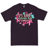 Plum My god is stronger than Cancer Awareness Premium Tee - HowdyJamesFarm