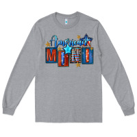 Heather Grey American mini 4th of july Long Sleeve Tee - FaDigitalArtStudio