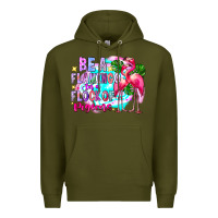 Army Green bea flamingo in a flock of pigeons Premium Hoodie - CowhideDigitalArt