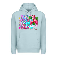 Blue Mist bea flamingo in a flock of pigeons Premium Hoodie - CowhideDigitalArt