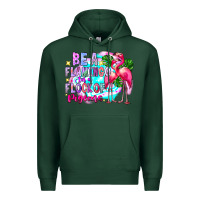 Sports Green bea flamingo in a flock of pigeons Premium Hoodie - CowhideDigitalArt