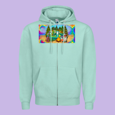 Hippie Soul License Plate Zipper Hoodie Designed By Barkaloodesign