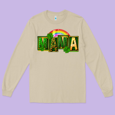 St. Patricks Day Mama Long Sleeve Tee Designed By Fadigitalartstudio