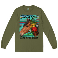 Army Green just a girl who loves horseshoe Long Sleeve Tee - RanaPortraitStore