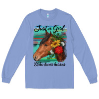 Colony Blue just a girl who loves horseshoe Long Sleeve Tee - RanaPortraitStore