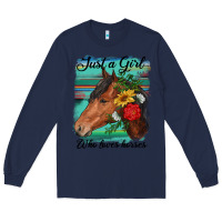 Navy just a girl who loves horseshoe Long Sleeve Tee - RanaPortraitStore