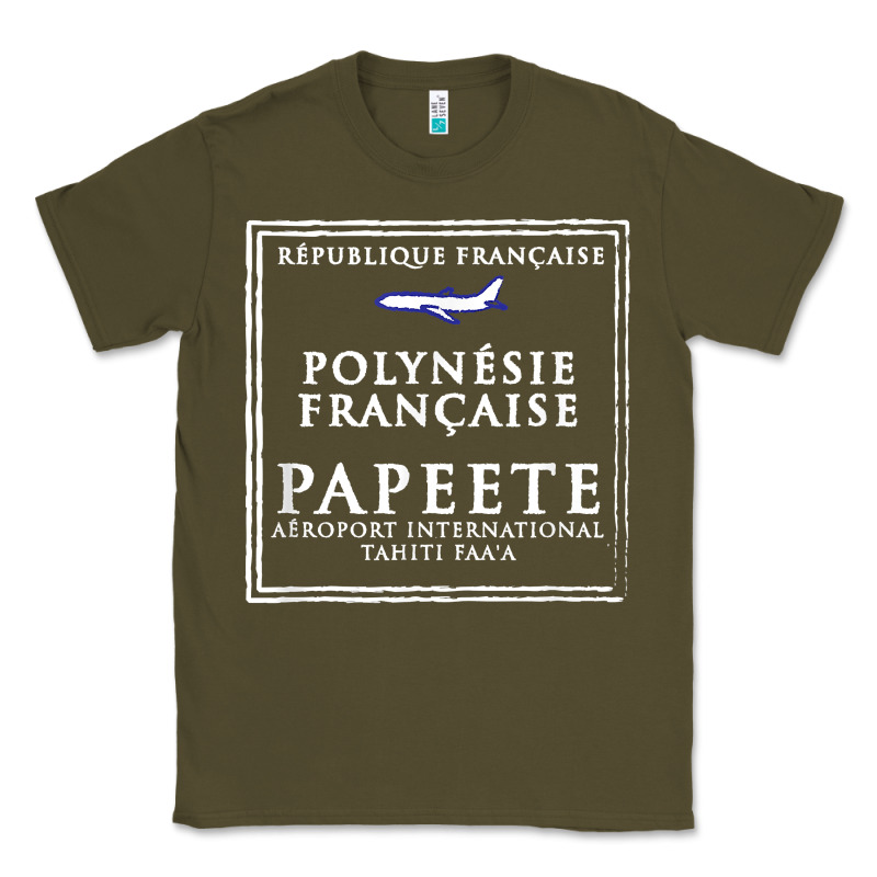 Papeete Tahiti Passport Stamp Vacation Travel T Shirt Classic Tee by maiPhamDesign | Teevron