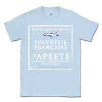 Dusty Blue papeete tahiti passport stamp vacation travel t shirt Classic Tee - maiPhamDesign