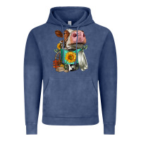 Vintage Denim Simmental Cow Coffee Cup Vintage Hoodie - FaDigitalArtStudio