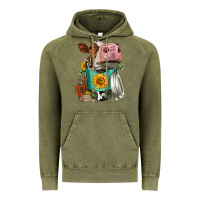 Vintage Olive Simmental Cow Coffee Cup Vintage Hoodie - FaDigitalArtStudio