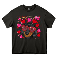Asphalt valentine's day  dachshund puppy Heavy Core Tee - RanaPortraitStore