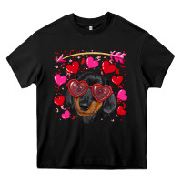 Black valentine's day  dachshund puppy Heavy Core Tee - RanaPortraitStore