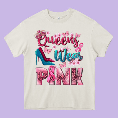 Queens Wear Pink Breast Cancer Heavy Core Tee Designed By Nancycooperartshop