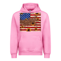 Fuchsia Pink American flag leopard sunflower Urban Hoodie - JahusDesignShop